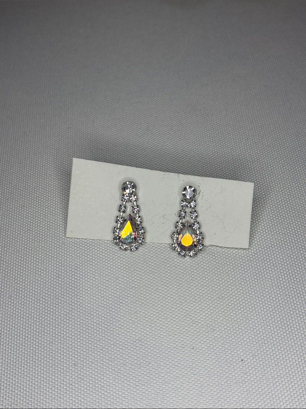 AB crystal rhinestone dainty teardrop earrings
